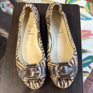 AGL Zebra Print Flats with Silver Buckle EU 37.5, US 7.5